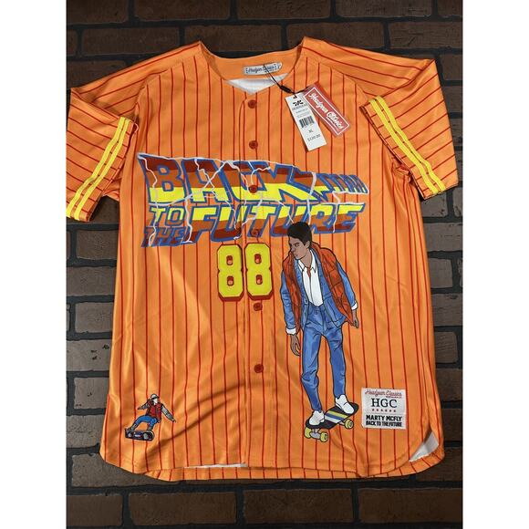 BACK TO THE FUTURE Headgear Classics Orange Baseball Jersey ~Never Worn~L XL 2XL - Picture 1 of 10
